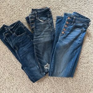 American Eagle Next level stretch jeans. Lot of 3. All size 4. Great condition!